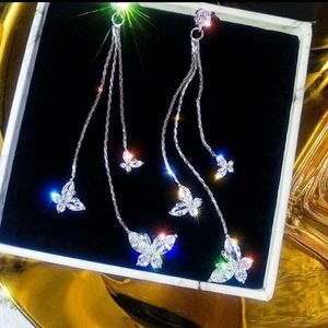 NWOT Sparkling Butterfly Tassel Crystal Earrings